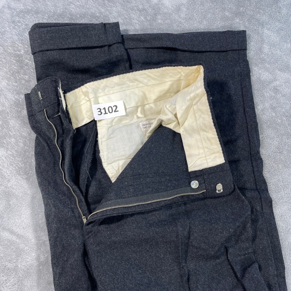 Bowen Bros & Campbell Wool Dress Pants Mens 33x30 Charcoal Grey Cuffed Straight
